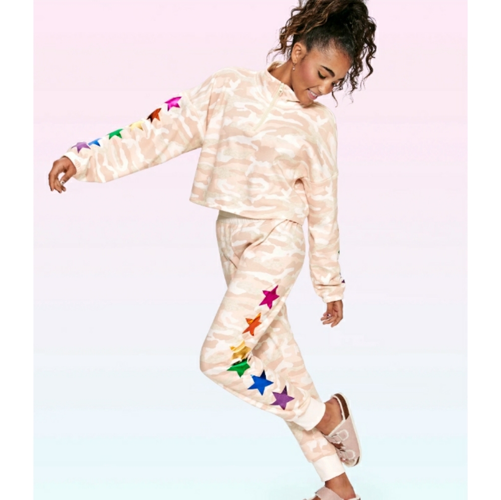 SUGAR & JADE STAR 🌟 CAMO ZIP & COZY JOGGER PANT (SET) SZ XL 16/18 (SOFT ROSE)